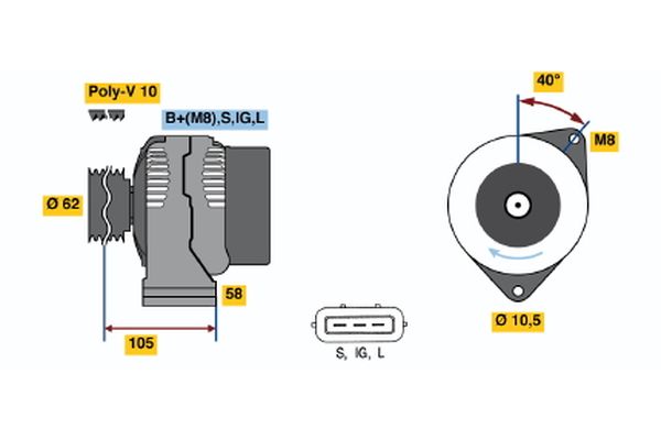 Bosch Alternator/Dynamo 0 123 525 500