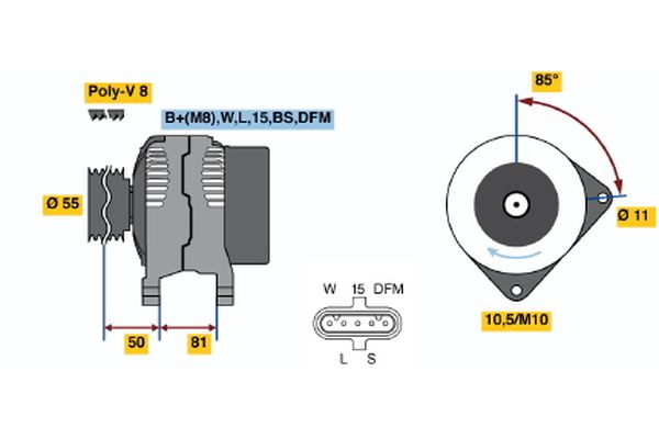 Bosch Alternator/Dynamo 0 124 555 006