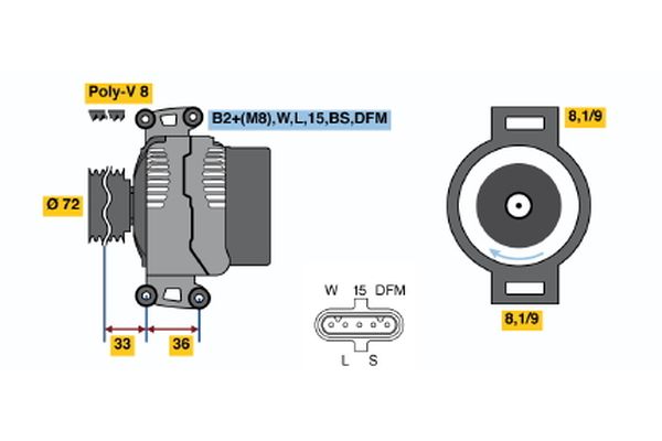 Bosch Alternator/Dynamo 0 124 555 008