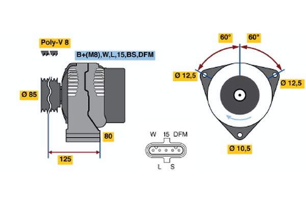 Bosch Alternator/Dynamo 0 124 555 040