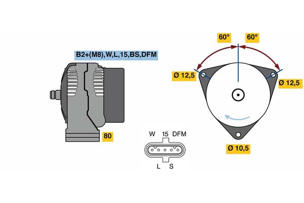 Bosch Alternator/Dynamo 0 124 555 065