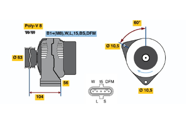 Bosch Alternator/Dynamo 0 124 655 033