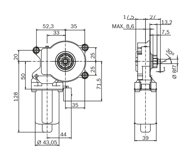 Bosch Raamopener elektrische motor 0 130 821 543