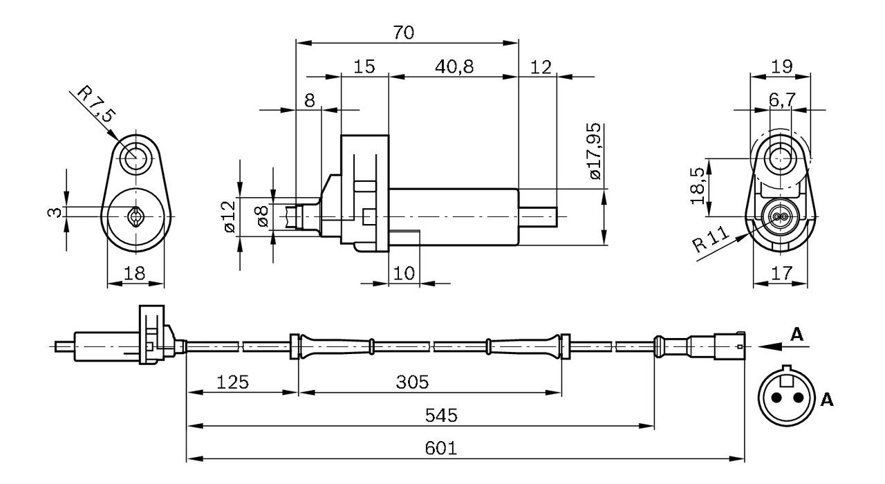 ABS sensor Bosch 0 265 006 833