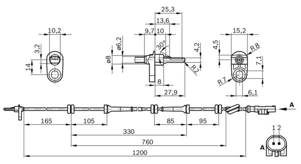 Bosch ABS sensor 0 265 007 544