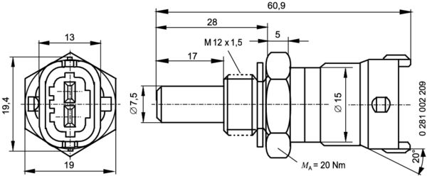 Bosch Temperatuursensor 0 281 002 209