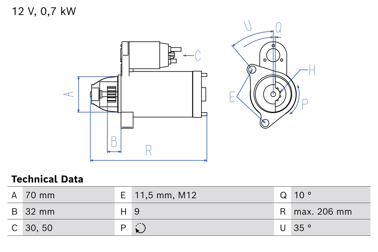 Startmotor / Starter Bosch 0 986 027 020