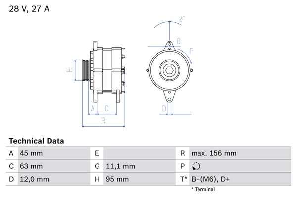 Alternator/Dynamo Bosch 0 986 031 340