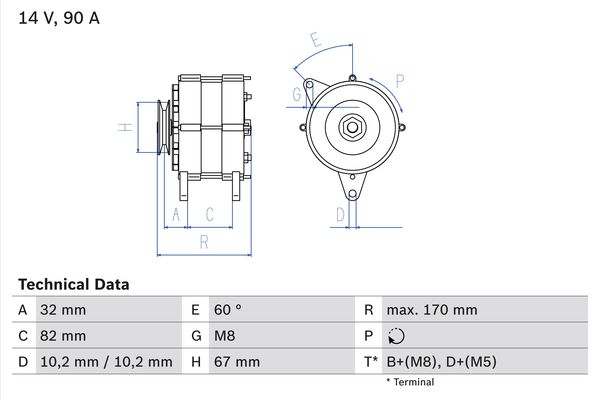 Alternator/Dynamo Bosch 0 986 036 660