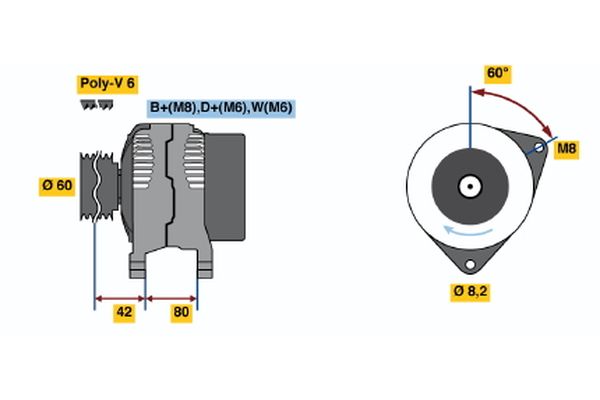 Alternator/Dynamo Bosch 0 986 036 690