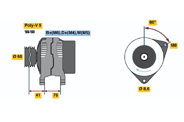 Alternator/Dynamo Bosch 0 986 036 701