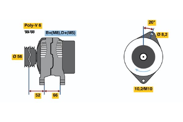 Alternator/Dynamo Bosch 0 986 040 021