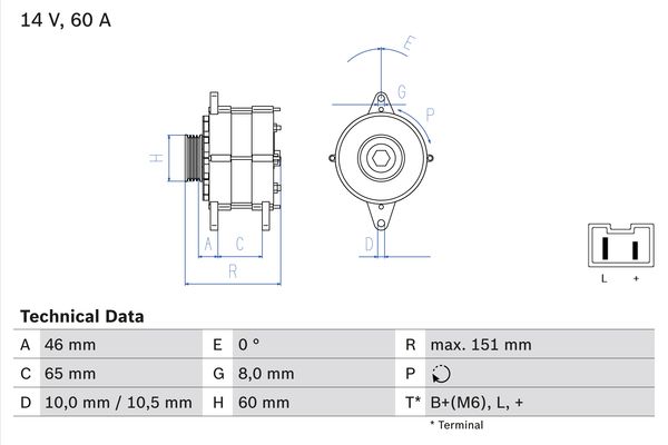 Bosch Alternator/Dynamo 0 986 038 851