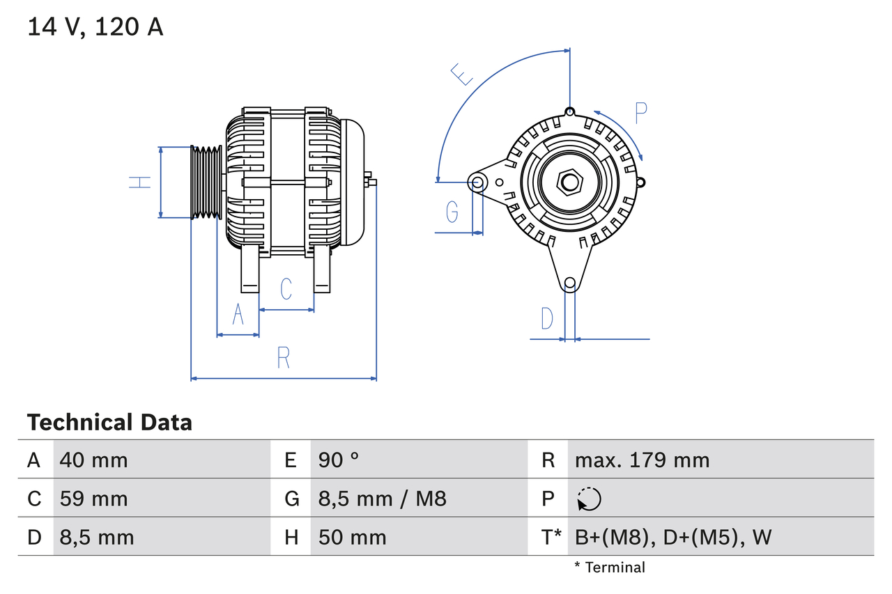 Alternator/Dynamo Bosch 0 986 038 950