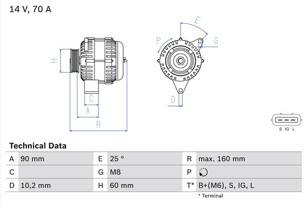 Alternator/Dynamo Bosch 0 986 040 461