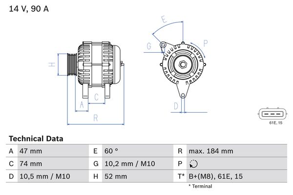 Bosch Alternator/Dynamo 0 986 041 190