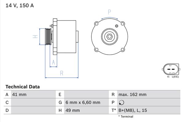 Bosch Alternator/Dynamo 0 986 041 750