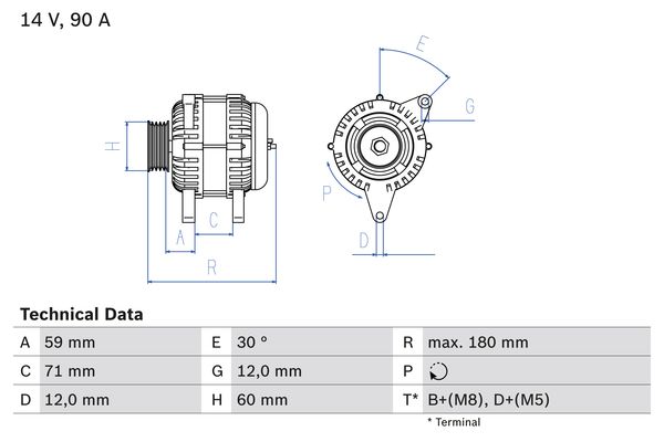 Alternator/Dynamo Bosch 0 986 042 000