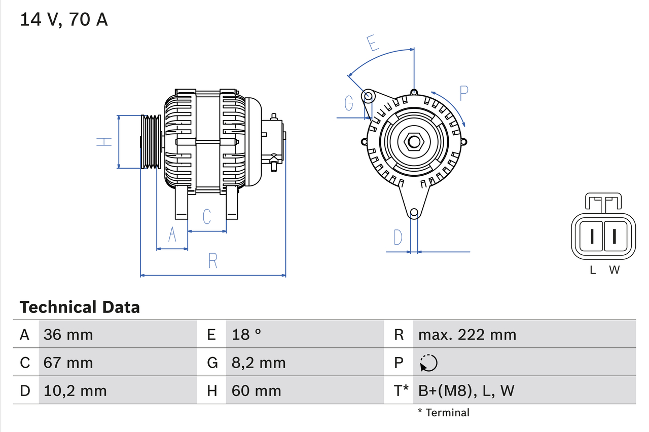 Bosch Alternator/Dynamo 0 986 043 101