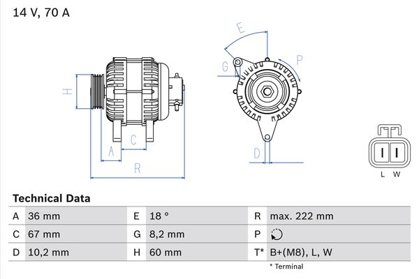 Bosch Alternator/Dynamo 0 986 043 101