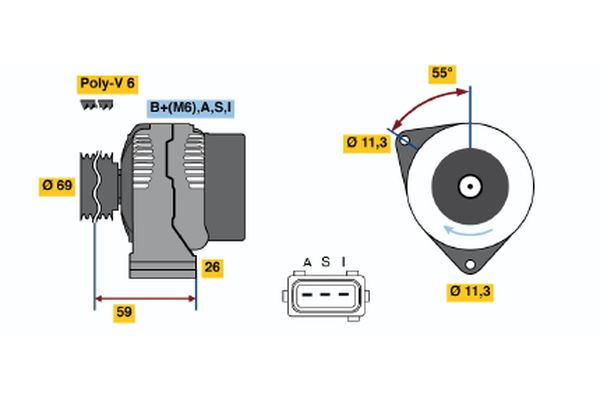 Alternator/Dynamo Bosch 0 986 044 691