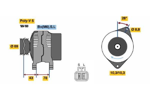 Alternator/Dynamo Bosch 0 986 044 721