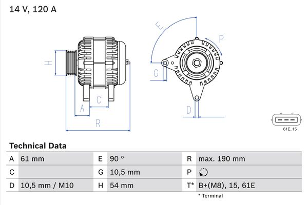 Bosch Alternator/Dynamo 0 986 044 841