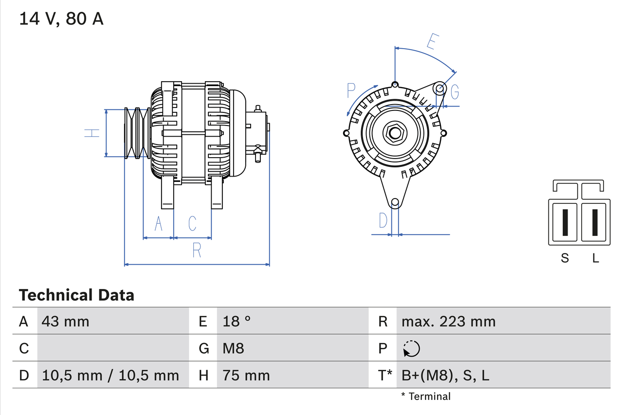 Bosch Alternator/Dynamo 0 986 045 601