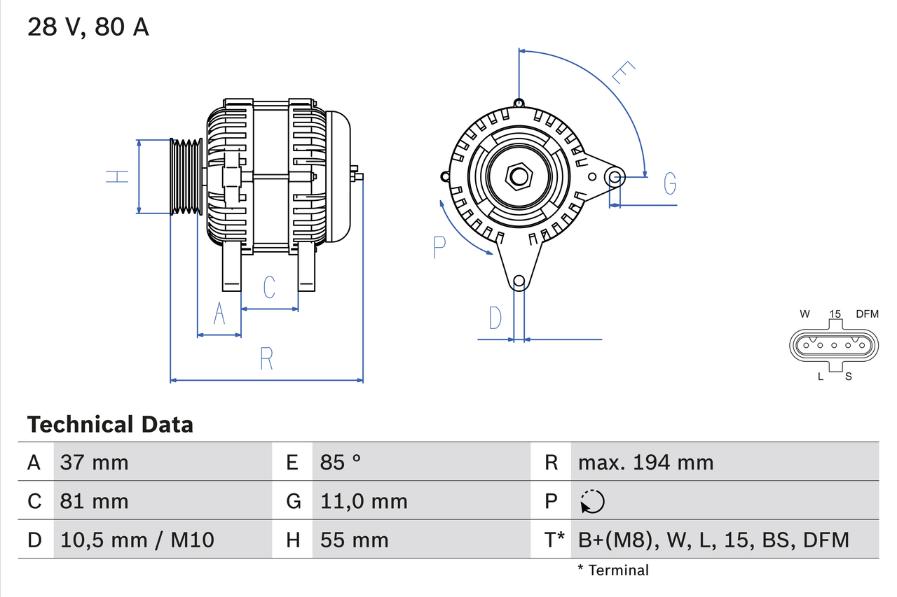 Alternator/Dynamo Bosch 0 986 047 410