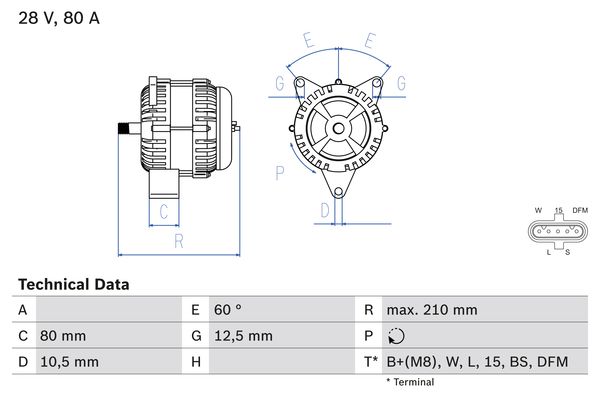 Bosch Alternator/Dynamo 0 986 048 100