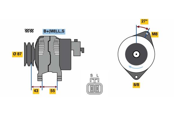 Alternator/Dynamo Bosch 0 986 080 020