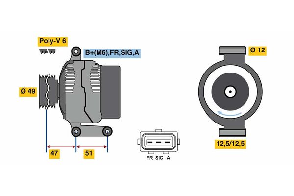 Alternator/Dynamo Bosch 0 986 080 750