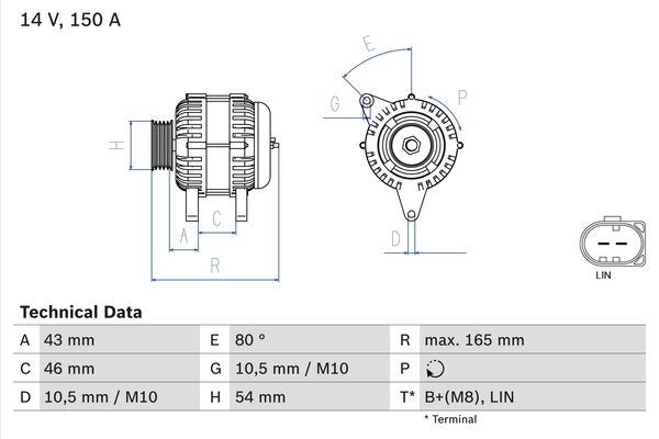 Bosch Alternator/Dynamo 0 986 081 190