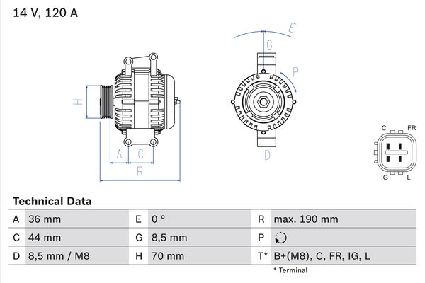 Bosch Alternator/Dynamo 0 986 082 050