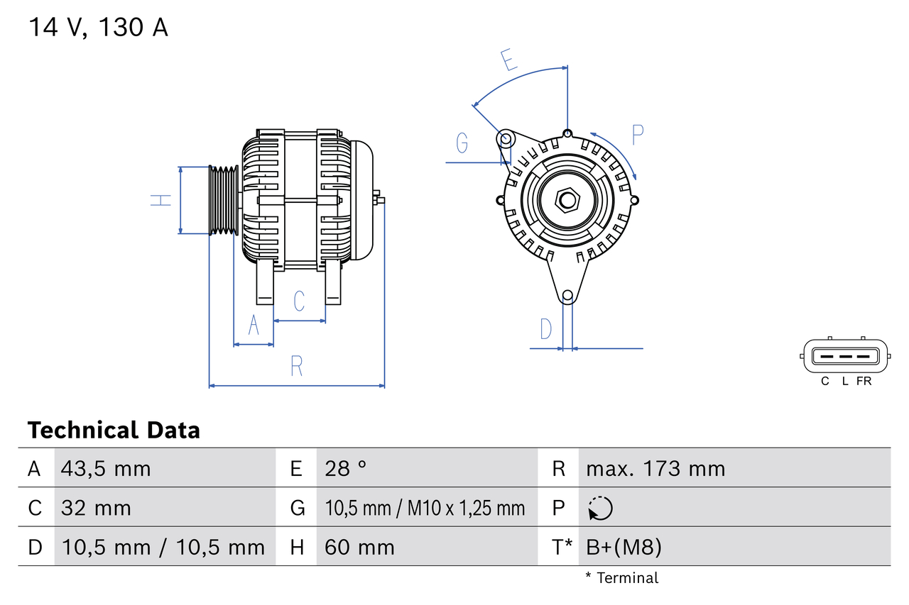 Alternator/Dynamo Bosch 0 986 086 450