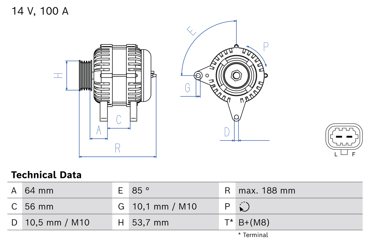 Alternator/Dynamo Bosch 0 986 087 010