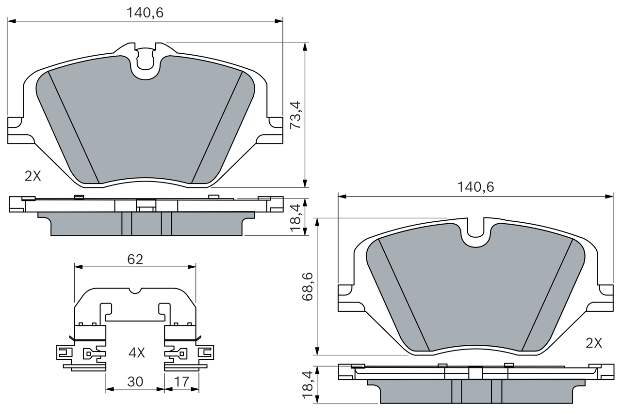 Remblokkenset, schijfrem Bosch 0 986 460 279