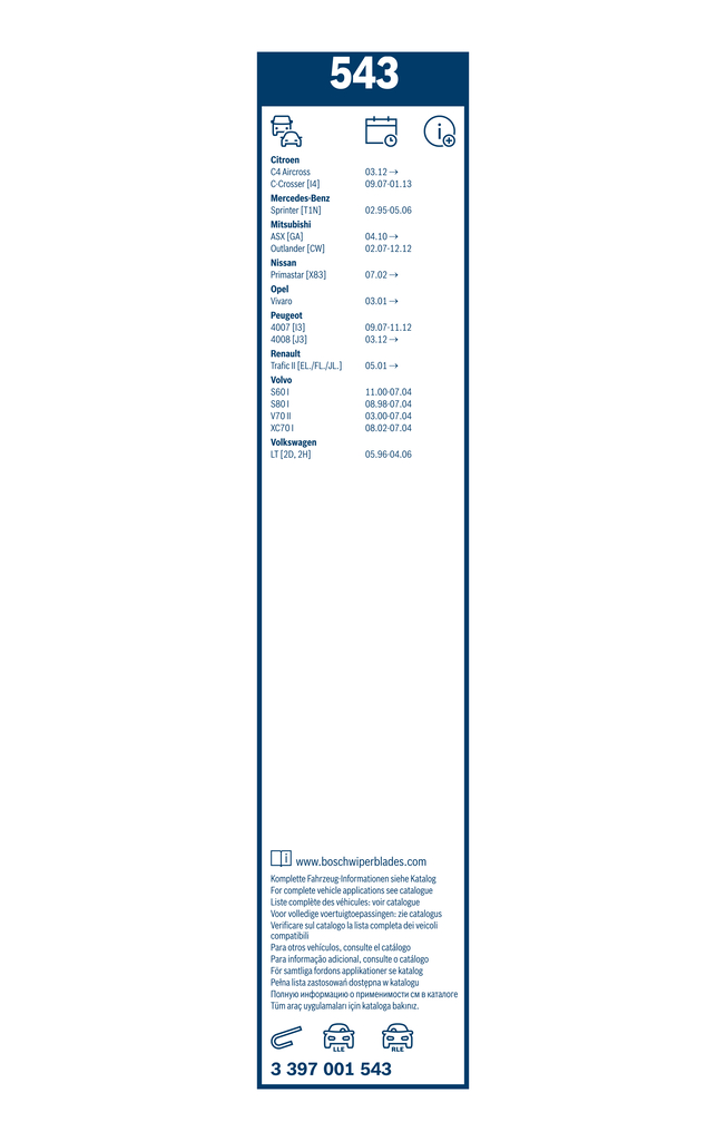 Bosch Ruitenwisserblad 3 397 001 543
