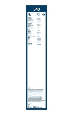 Bosch Ruitenwisserblad 3 397 001 543