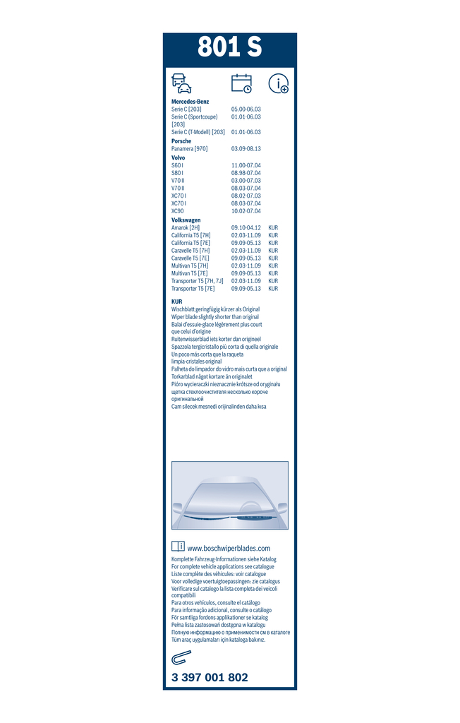 Bosch Ruitenwisserblad 3 397 001 802