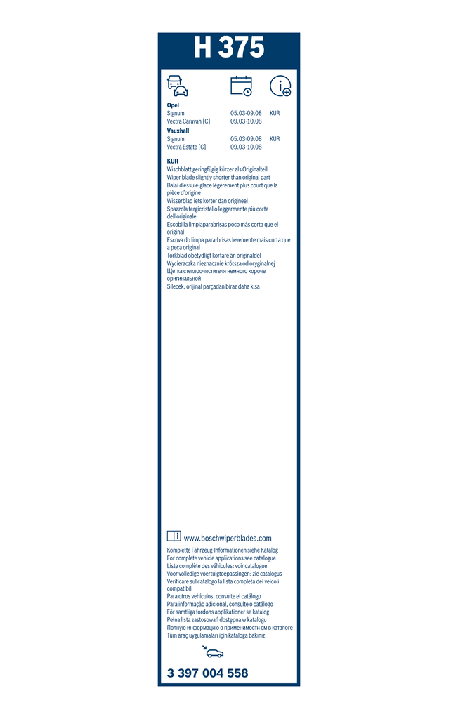 Bosch Ruitenwisserblad 3 397 004 558