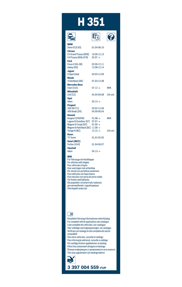 Bosch Ruitenwisserblad 3 397 004 559