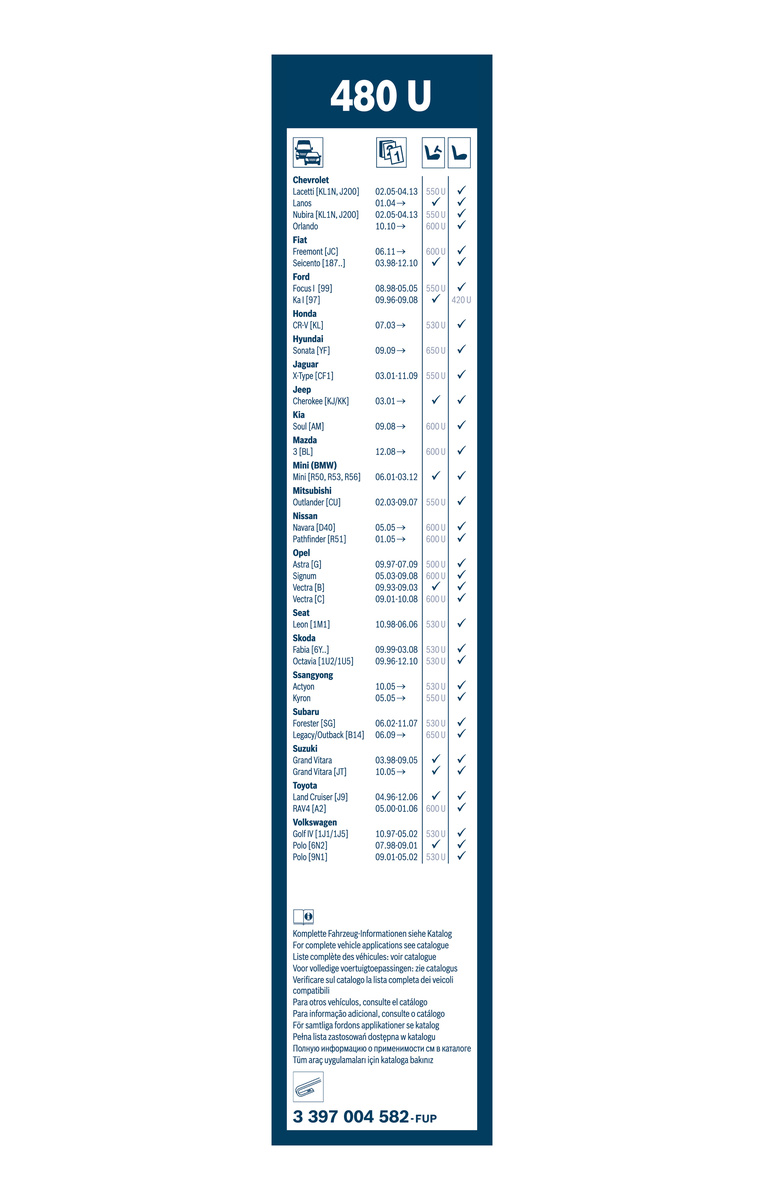 Bosch Ruitenwisserblad 3 397 004 582