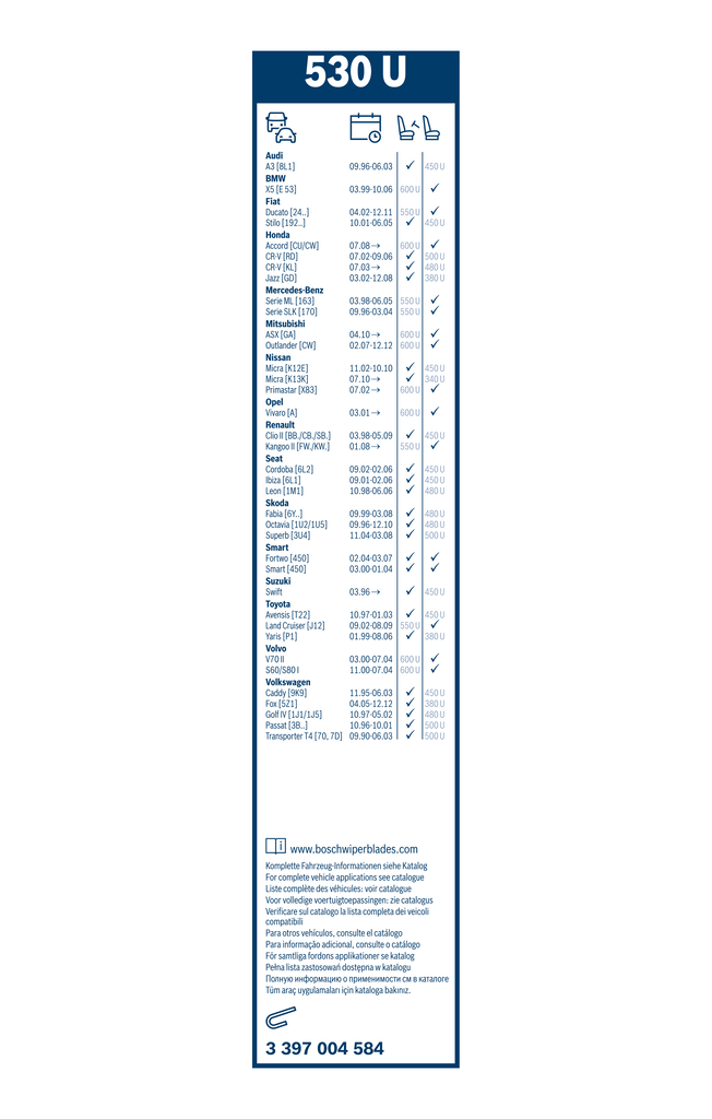 Bosch Ruitenwisserblad 3 397 004 584