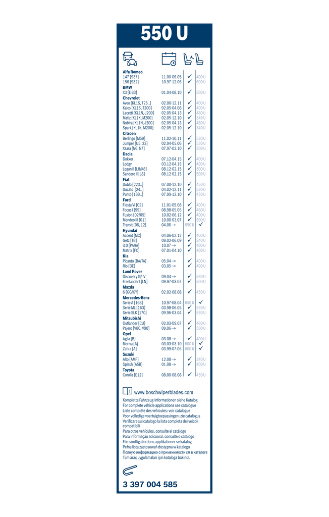 Bosch Ruitenwisserblad 3 397 004 585