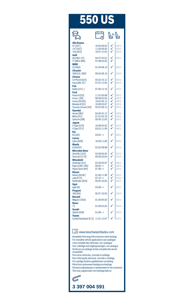 Bosch Ruitenwisserblad 3 397 004 591