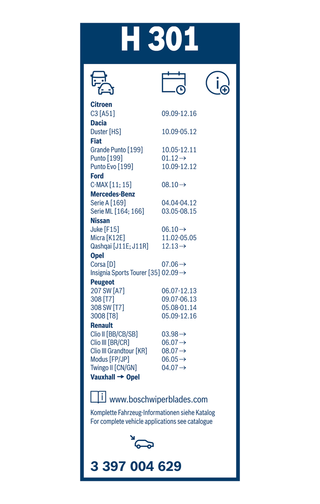 Bosch Ruitenwisserblad 3 397 004 629