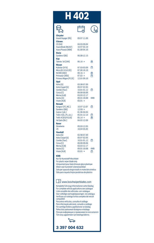 Bosch Ruitenwisserblad 3 397 004 632