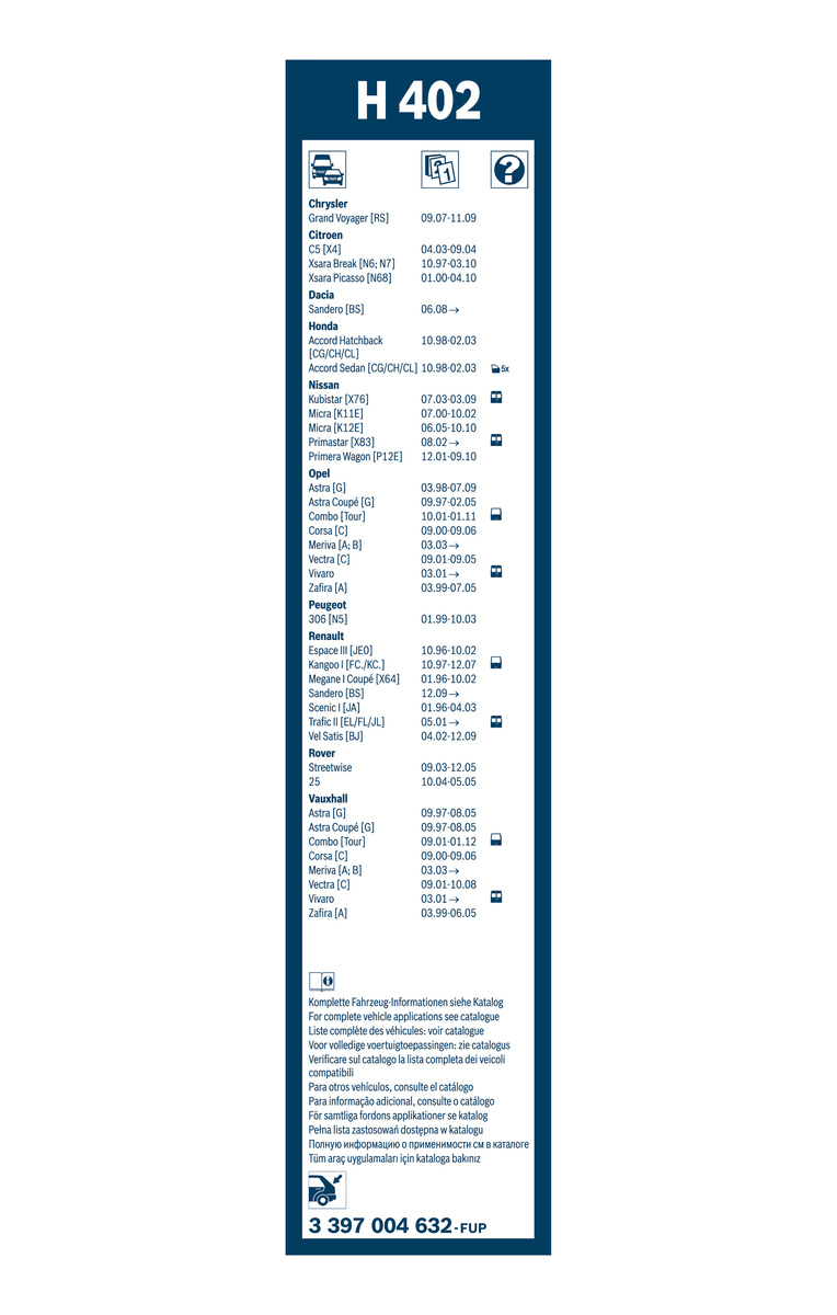 Bosch Ruitenwisserblad 3 397 004 632