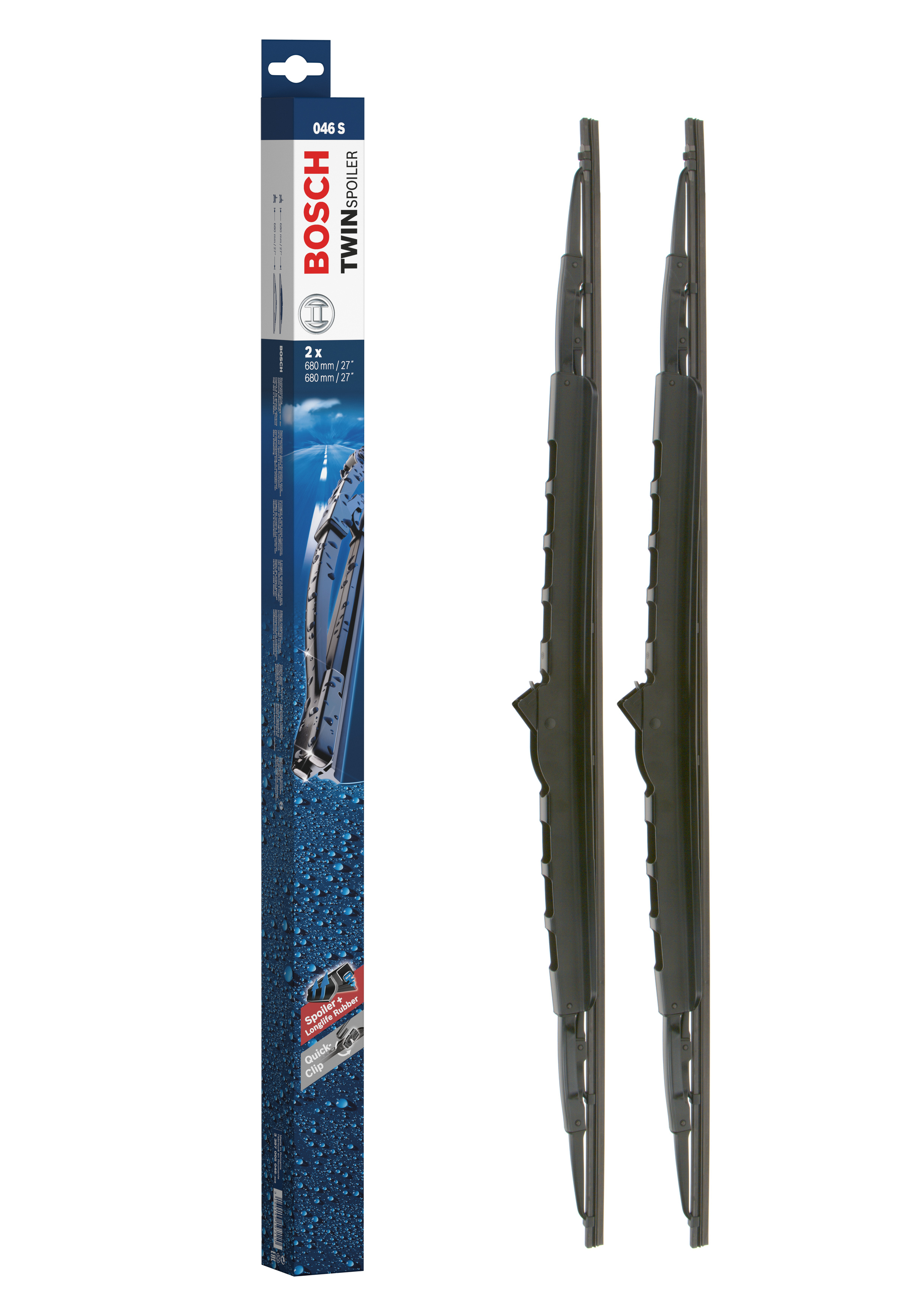 Ruitenwisserblad Bosch 3 397 005 046 - Bosch 046S - Ruitenwissers Twin - Lengte: 680/680 mm - set wisserbladen voor